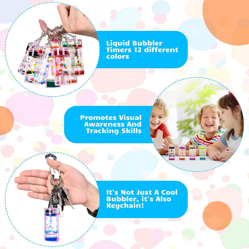 Dynamic Liquid Timers Key Chain Set, Colorful Motion Bubbler Timekeeper Keychains, Liquid Hourglass
