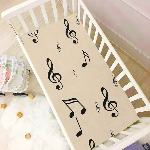 Gravopti 39X27 Inch Music Notes Crib Sheets for Girls and Boys, Soft Breathable Cotton Crib Sheets for Toddler Bed