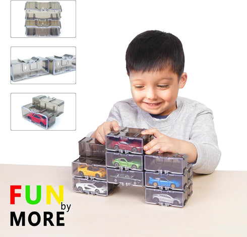 Toys Organizer Storage Case for Hot Wheels, Matchbox Cars, 1/64 Scale Display Case Holds 10/40 Cars (WHITE 10 PCS)