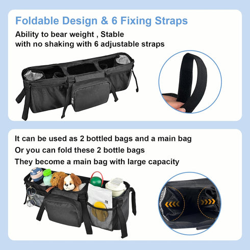 succulentlovers Double Stroller Organizer, Double Stroller Caddy Organizer Compatible with Bob Doubles Strollers