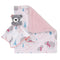 NoJo Girl Bear and Penguins White, Gray, Pink Super Soft Christmas Sherpa Baby Blanket and Security Blanket Set