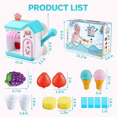 3 4 5 6 7 8 2-4, 3 4 5 6 7 8 Gretex Toddler Bath Toys for Years Old Girls, Bubble Ice Cream Maker Bath Toy, Shower