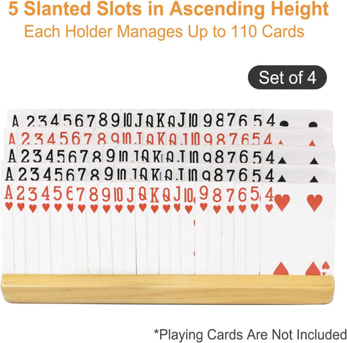 Card Holders for Playing Cards Set of 4 - Adjustable Stand for Seniors, Adults, Kids, 5 Slots for Up to 110 Cards