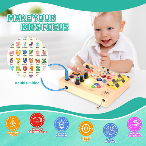1-3 v5) Konijiwa Busy Board, Montessori Toys for Years Old Boys & Girls, Sensory Toys for Kids with Autism, Toddlers