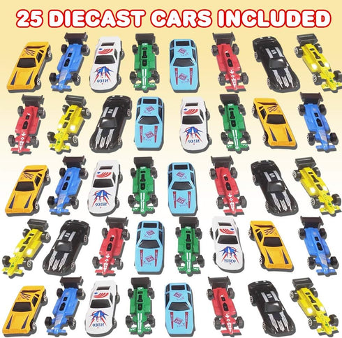 25 Set, ArtCreativity Pc-Diecast-Toy Car Durable-Diecast-Mini Racers in Assorted Designs, Cool Birthday Party Favors