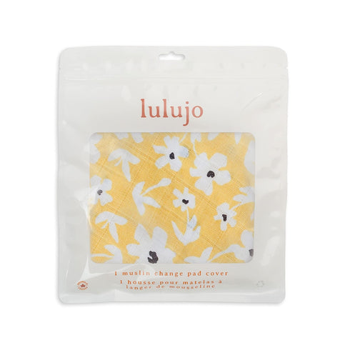 '-32"x17", 1 Pack Lulujo Muslin Change Pad Cover - Fitted Changing Pad Cover for Boys and Girls (Yellow Wildflowers)