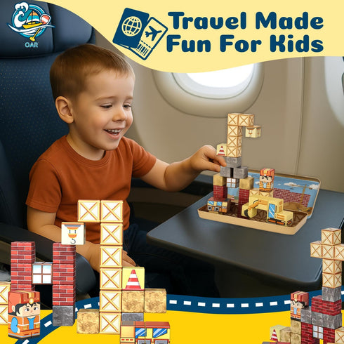 OAR Set 35 38 Magnetic Building Blocks for Toddlers PCS Mini Magnetic Blocks, Travel Magnetic Blocks Toy with Portable