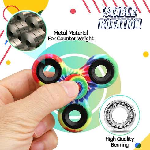 Mechaniker 10 Pack Set, 3-12 Fidget Spinner Toy Bulk for Kids Adults, Metal Tri-Spinner Fidget Hand Spinner for Stress