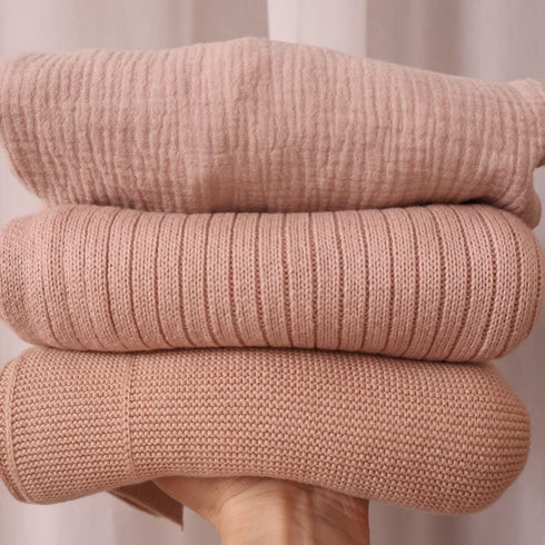 Denmark Knitted Baby Blankets, Soft 100% Organic Cotton, 30 x 40 inch, Blush
