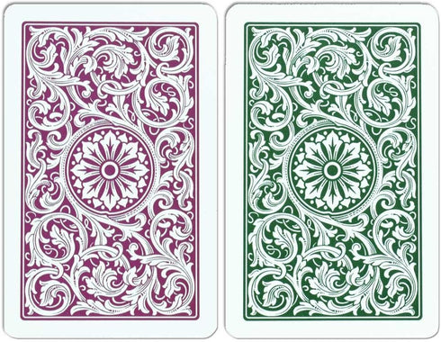 Copag 1546 Design 100% Plastic Playing Cards, Bridge Size Green/Burgundy (Jumbo Index, 1 Set)