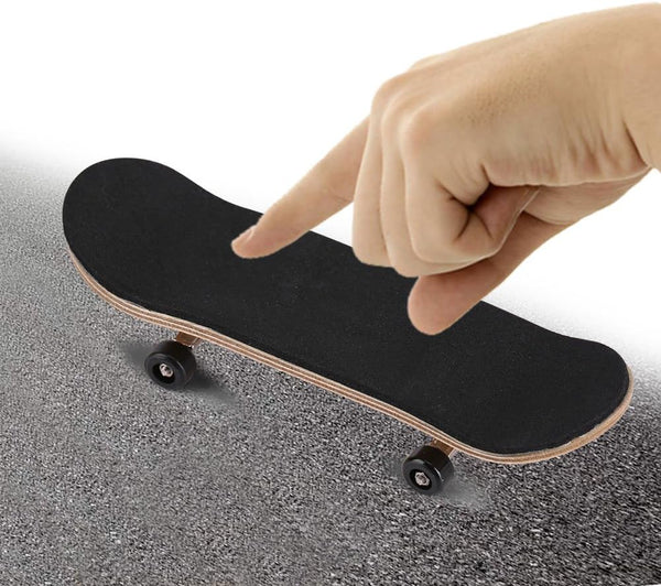 Combort Finger Skateboards Set, 1Pc Maple Wooden + Alloy Fingerboard with Box, Kids Gifts (Black)