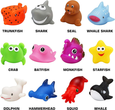 Bath Toys, 12 Pcs Light Up Ocean Sea Animal Set, Flashing Colorful LED Light Floating Bathtub Toys for Baby Infant Kid Toddler Preschool, Great Gift for Bathroom Water Tub Games Swimming Pool Party