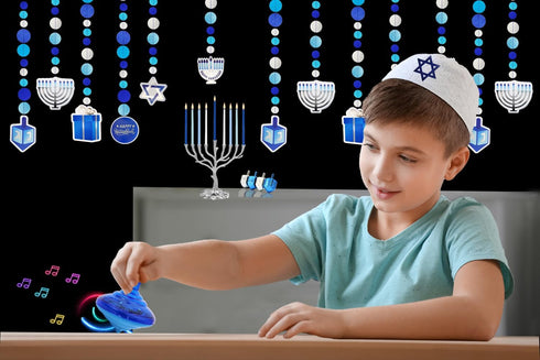 Set, 2 (Pack 12) The Dreidel Company Hanukkah Musical Light-Up Dreidel Spinning Tops Plays Classic Hanukkah Songs