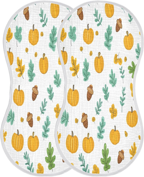 YETTASBIN Autumn Pumpkin Muslin Baby Burp Cloth, Super Soft Absorbent Cotton Burp Rag Baby Bibs Feeding Cloth