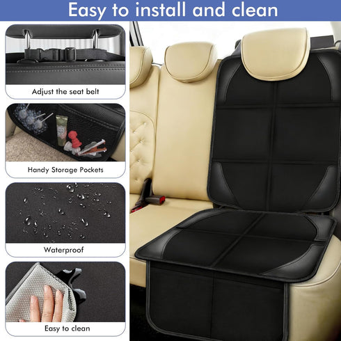 600d 1) Car Seat Protector Covers - for Child Carseat mat Fabric Waterproof Non Slip Thickest Padding with Storage