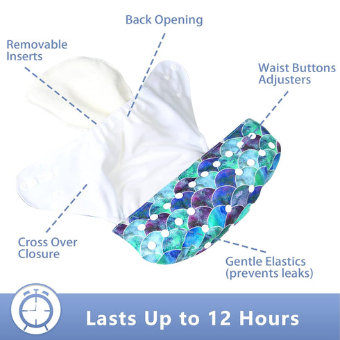 Reusable Cloth Diapers for Babies - Leekalos One Size with Inserts