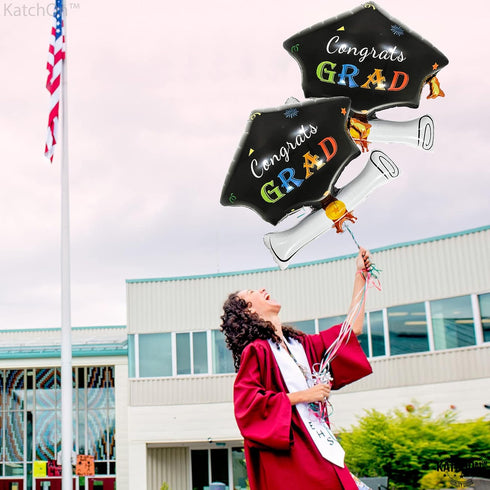KatchOn Graduations Cap Balloons - Big 24 Inch | Graduation Hat Balloons for 2025 Party Decorations