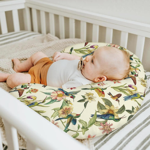 Hummingbirds Vintage Tropical Floral Baby Nursing Pillow Covers for Boy Girl Spring Birds Nursing Slipcovers
