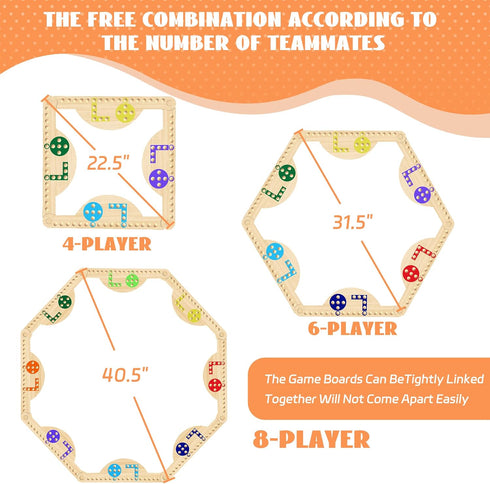 2-8 Solid Wood Marbles and Jokers Board Game: Versatile Family Entertainment for Players, Featuring Interlocking Game