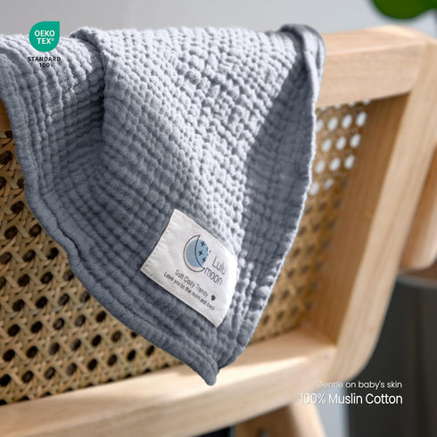 3pack lulumoon Muslin Swaddle Blankets for Baby: Lightweight & Breathable Receiving Blankets for Hospital - Neutral
