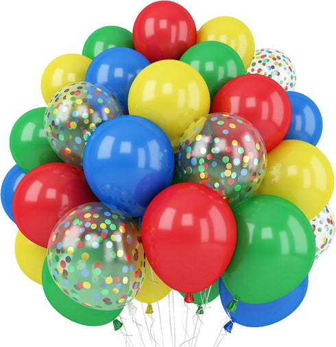 Red Blue Yellow Green Balloon Set, 12 Inch Helium Balloons for Video Game Party Rainbow Kid Birthday Carnival