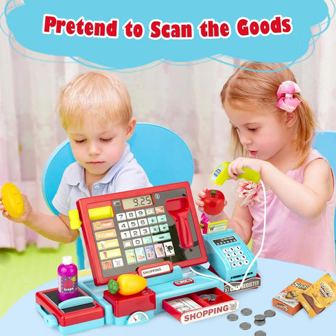 3 4 5 6 7 8 4-8 Cash Register for Kids Real Calculator Kids Cash Register with Scanner Toy for Year Old Boy Pretend
