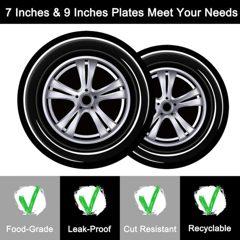 96 Pcs Race Car Party Plates and Napkins Sets, Racing Car Race Track Party Supplies Disposable Tableware for Boys/Kids