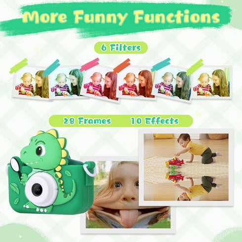 Dinosaur Toys Camera for Kids - Digital Camera for Boys Age 3-8, Cute Selfie Video Camera with 32GB SD Card