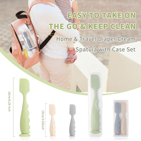 Case,2 2 3 Diaper Cream Spatula with Large Mini Butt Paste Spatula with Travel Case,Soft Baby Butt spatula Diaper Cream
