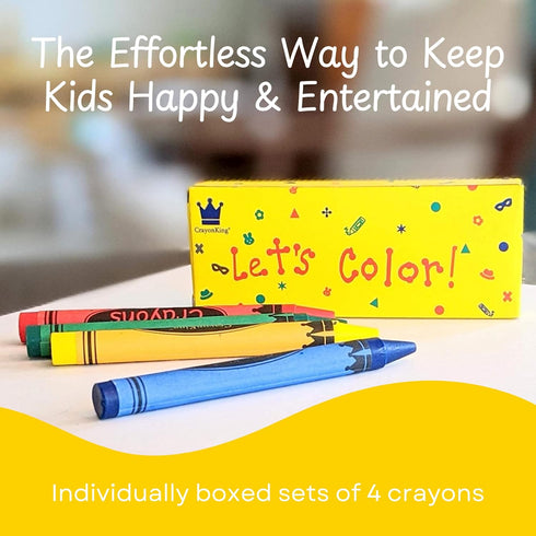 25 Sets 4-Packs (100 CrayonKing of Bulk Crayons) Boxed for Easy Storage & Gifting School Teachers & Kids Coloring