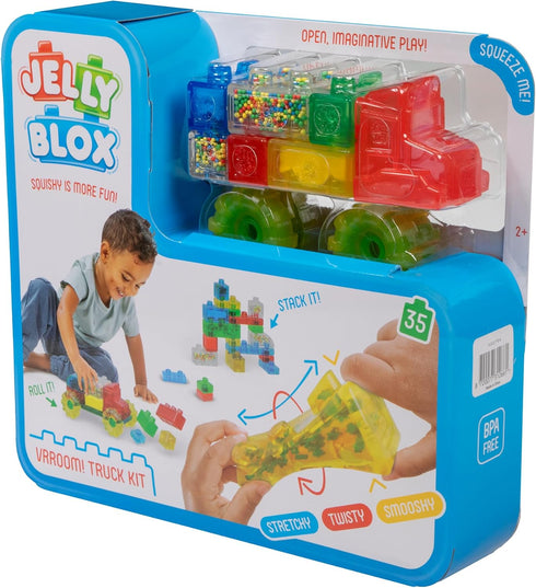 35 2+ Goliath Jelly Blox Vrroom! Truck Kit | Includes Blocks | Toddler & Preschool Building Blocks Kids Can Squeeze