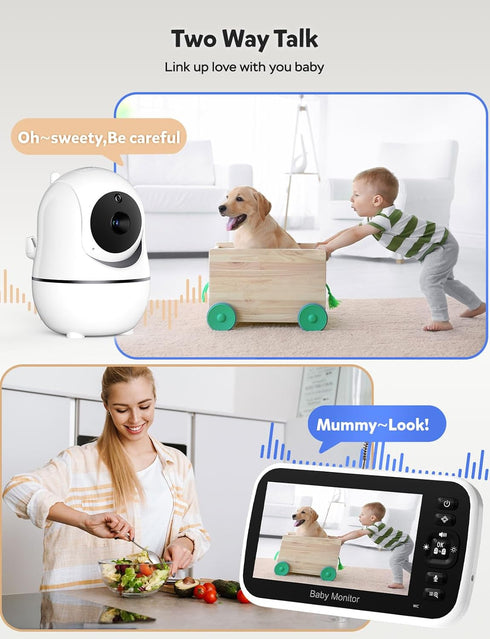 GoodBaby 5" 30-Hour AudioLullabies960 Baby Monitor with Camera and Audio, No WiFi Secure Camera, Battery, Remote PTZ