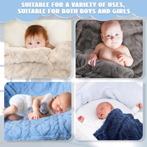 VitalCozy 4 3D 30" 40" Cozy Set) Pcs Fleece Baby Blankets for Boys Girls Soft Plush Warm Baby Receiving Blankets x
