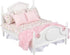 1:12 Set 6-Inch 7-Piece Scale Dollhouse Bedding for Dolls, Pink Comforter, Pillows & Bed Runner, Mini Bed Linen