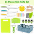 VVSBPL 36Pcs Set Set 3-10 Kids Knife for Real Cooking, Montessori Kitchen Tools for Toddlers, Safe Kids Cooking Toys