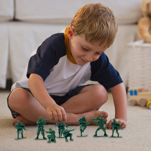 2-Inch Plastic Army Men Action Figures, Pack of 100 with 10 Unique Sculpts (Green)