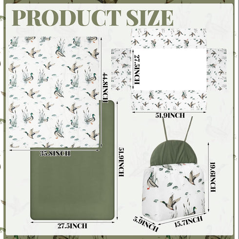 4 Set Oudain Piece Mallard Duck Crib Bedding Including Mallard Duck Crib Skirt, Blanket, Crib Sheet and Diaper Stacker