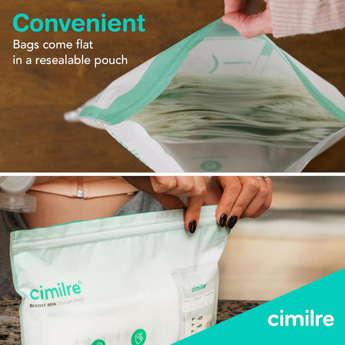 7 oz. (100 Pack) Breast Milk Storage Bags by Cimilre, Leak-Proof Breastmilk Storage Bags, Freeze Flat or Standing, Bags