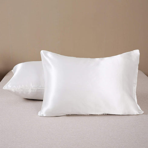 Silky Satin Toddler Pillowcases Set of 2, Ivory, 13"x 18", Super Soft Travel Pillow Covers with Envelope Closure