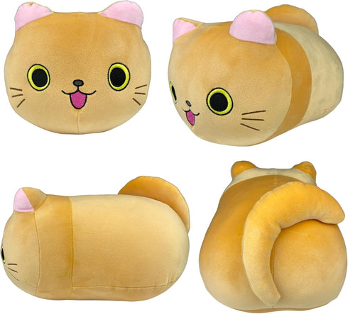 Orange Cat Plush - Pineapple Cat Stuffed Animals, Cute Soft Kitten Squishy Pillow Plush Toys for Kids, 10 Inch