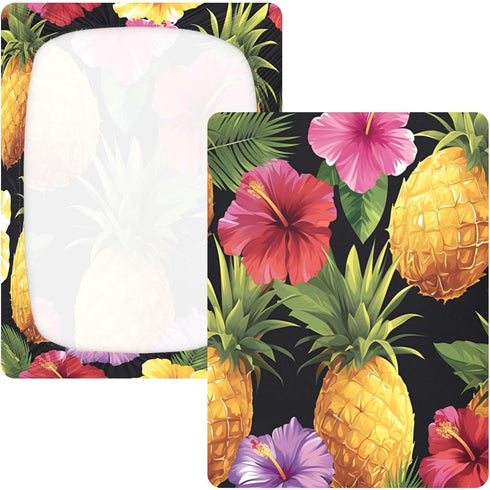 Bseiialft 52 28 Pineapples Flowers Tropical Crib Sheets for Boys Girls Soft and Breathable Cotton Baby Sheets