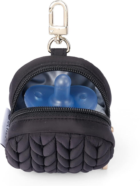 Stylish Black Pacifier Holder Case with Clip - Durable and Convenient