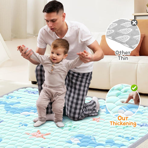 79x71 inch Baby Play Mat - Thicker Soft Baby Cushioned Playmat for Playpen - Extra Large Anti- Slip Crawling Play Mats