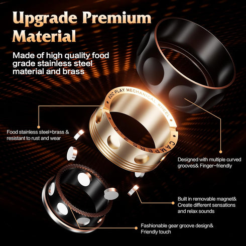 Upgrade Fidget Spinner for Stress Relief,Magnetic Fidget Spinner Rings with Relax Sounds,Stainless Steel Ring Toy