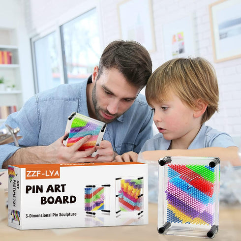 3D Pin Art Toy - Colorful Plastic Pin Art Board for Kids, 3.7 * 5'' Desk Game, 3D Impression Sculpture Needle Toys