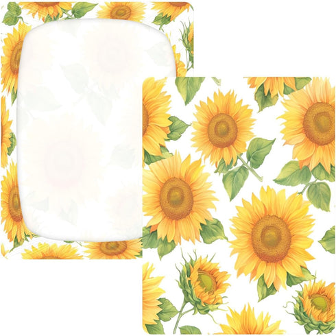 Bseiialft 52 28 Sunflowers Floral Crib Sheets for Boys Girls Soft and Breathable Cotton Baby Sheets for Standard Crib