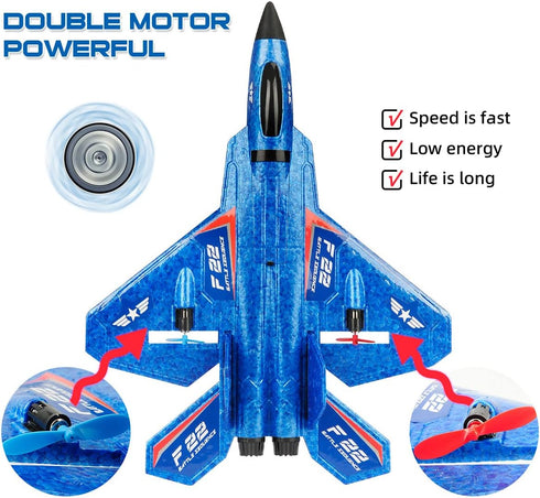 RC Plane, F22 RC Airplane Fighter Ready to Fly, 2.4Ghz 2 Channel Remote Control Plane for Kids Beginners