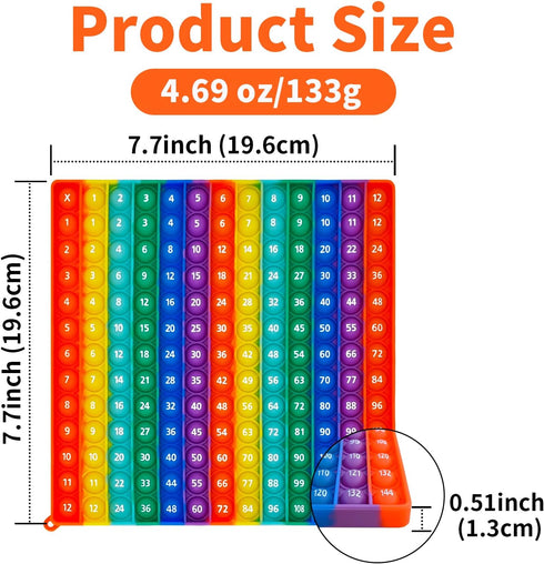 12x12 Multiplication Pop Game & Math Chart | Interactive Learning Toy for Kids | Teacher-Approved Classroom Tool |