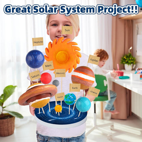 64 13 3-5, PCS Solar System Project Kit, Solar System Model Kit with Mix Foam Balls, Solar System Toys for Kids Learn