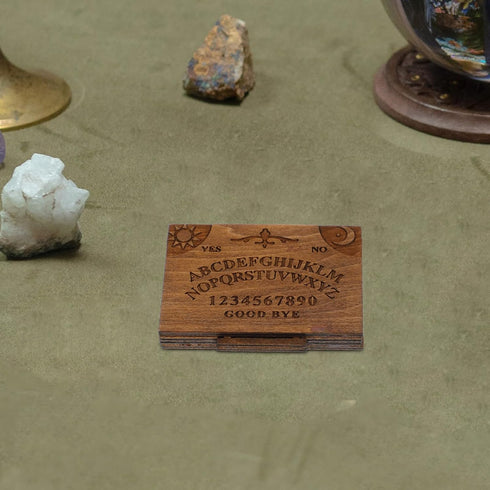 6.00X4.30X0.80cm/2.36X1.69X0.31in LOGOFUN Miniature Wooden Spirit Board with Planchette Mini Tiny Spirit Talking Board